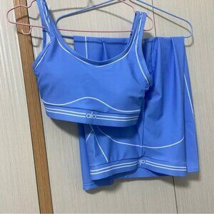 Alo Blue Sports Bra and Leggings Set, Size S
